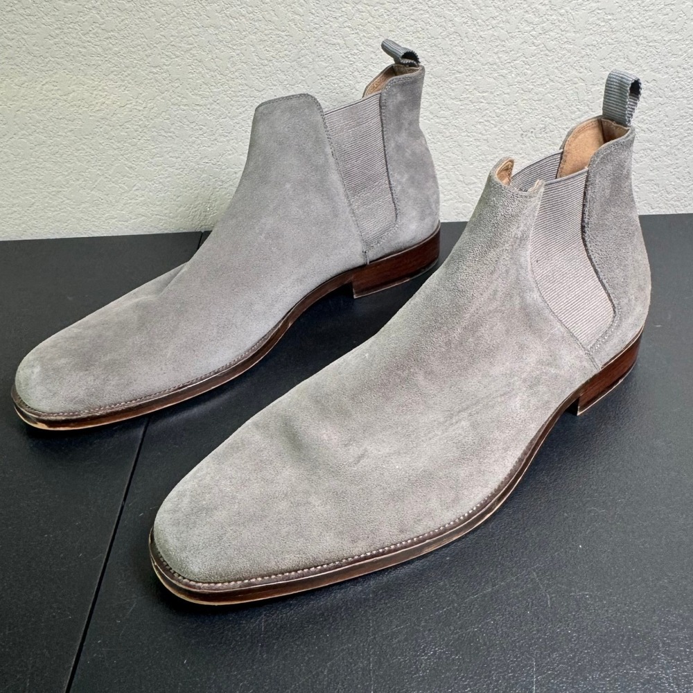Aldo Mens Grey Suede Chelsea Boots Size 13 Tapered Toe Elastic Side Gore